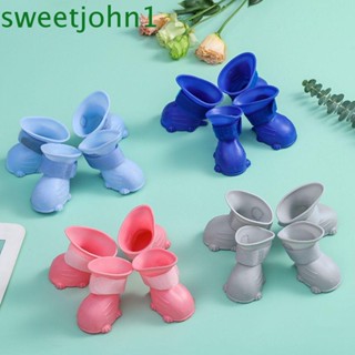 Sweetjohn รองเท้ากันฝน แบบนิ่ม ระบายอากาศ ใส่ง่าย สําหรับสัตว์เลี้ยง สุนัข