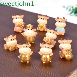 Sweetjohn ฟิกเกอร์การ์ตูนปีวัวนําโชค สําหรับตกแต่งบ้าน DIY