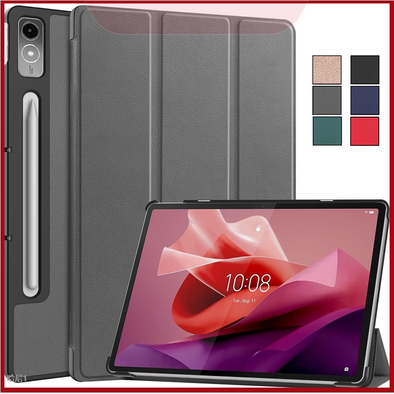 Lenovo Tab P12 เคสหนังป้องกันกรณี 12.7 นิ้วแม่เหล็กพับช่องเสียบปากกาขาตั้งหนัง Hard แท็บเล็ตพีซี Len