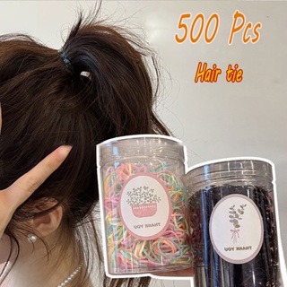 500 ชิ้น / เซต ใหม่ สีลูกกวาด กระป๋อง ยางรัดผม ขนาดเล็ก แบบใช้แล้วทิ้ง ยางรัดผม สาวหวาน ยืดหยุ่นสูง ทนทาน สครันชี่ หูฟัง