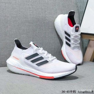 พร้อมส่ง Ultraboost 21 รองเท้าผ้าใบ รองเท้าวิ่ง แบบนิ่ม สีขาว สีชมพู สีส้ม สําหรับผู้ชาย