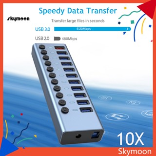 Skym* ฮับ Usb 3.0 11 พอร์ต พร้อมสวิตช์เปิด ปิด สําหรับคอมพิวเตอร์ แล็ปท็อป โทรศัพท์มือถือ Hdd