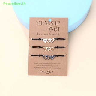 Peacellow สร้อยข้อมือเชือก จี้ตัวอักษร BFF รูปหัวใจ เครื่องประดับแฟชั่น สําหรับผู้ชาย และผู้หญิง 3 ชิ้น TH