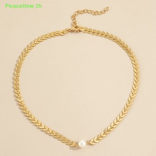 Peacellow สายโซ่คล้องคอ รูปก้างปลา สีทอง สีเงิน แฮนด์เมด เครื่องประดับแฟชั่น สําหรับงานปาร์ตี้ TH