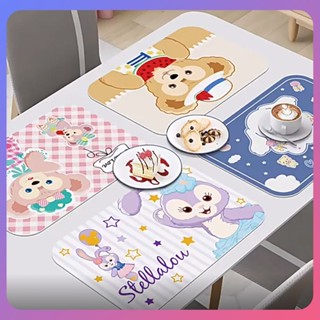 ☛ Disney ที่รองจานหนัง Kawaii Stellalou Shelliemay ผ้าปูโต๊ะพับได้กันน้ำกันน้ำมันเครื่องมือทนอุณหภูมิสูง srlive