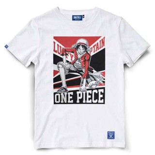 ร้อนขายผ้าฝ้ายแขนสั้น เสื้อยืดวันพีช One piece-827-สีขาว Luffy