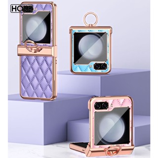 Hoce ZFlip5 เคสโทรศัพท์หนัง กันกระแทก พร้อมแหวนนิ้ว หรูหรา สําหรับ Samsung Galaxy Z Flip5 ZFlip3 5G zflip4