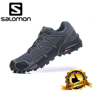 Salomon speed Cross 4 รองเท้าวิ่ง ระบายอากาศ น้ําหนักเบา สีเทาเข้ม สีดํา สําหรับผู้ชาย เดินป่า กลางแจ้ง