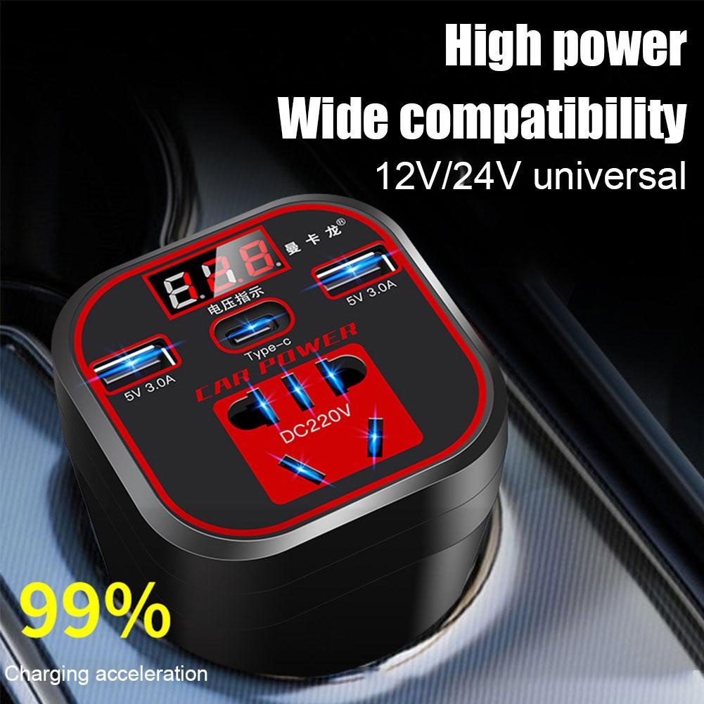 ซ็อกเก็ตแปลงไฟ 12V 24V เป็น 220V สําหรับรถยนต์ รถบรรทุก