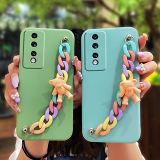 protective case Bear bracelet Phone Case For Huawei Honor80 GT/80Pro Straight Screen Solid color Camera all inclusive