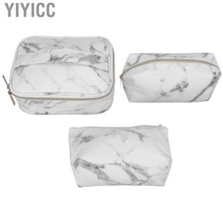 Yiyicc 3Pcs Cosmetic Bag Women Marble Print Makeup Case Storage