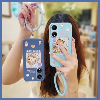 Solid color Cartoon Phone Case For Honor Play40 5G protective case soft shell ring Back Cover wristband Anti-fall