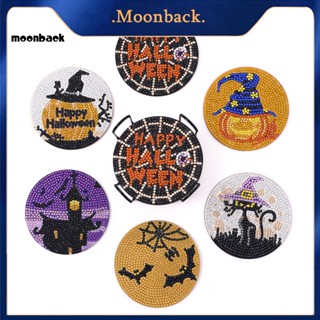 &lt;moonback&gt; ที่รองแก้ว ลายฮาโลวีน พร้อมที่จับ แฮนด์เมด สําหรับผู้ใหญ่ และเด็ก