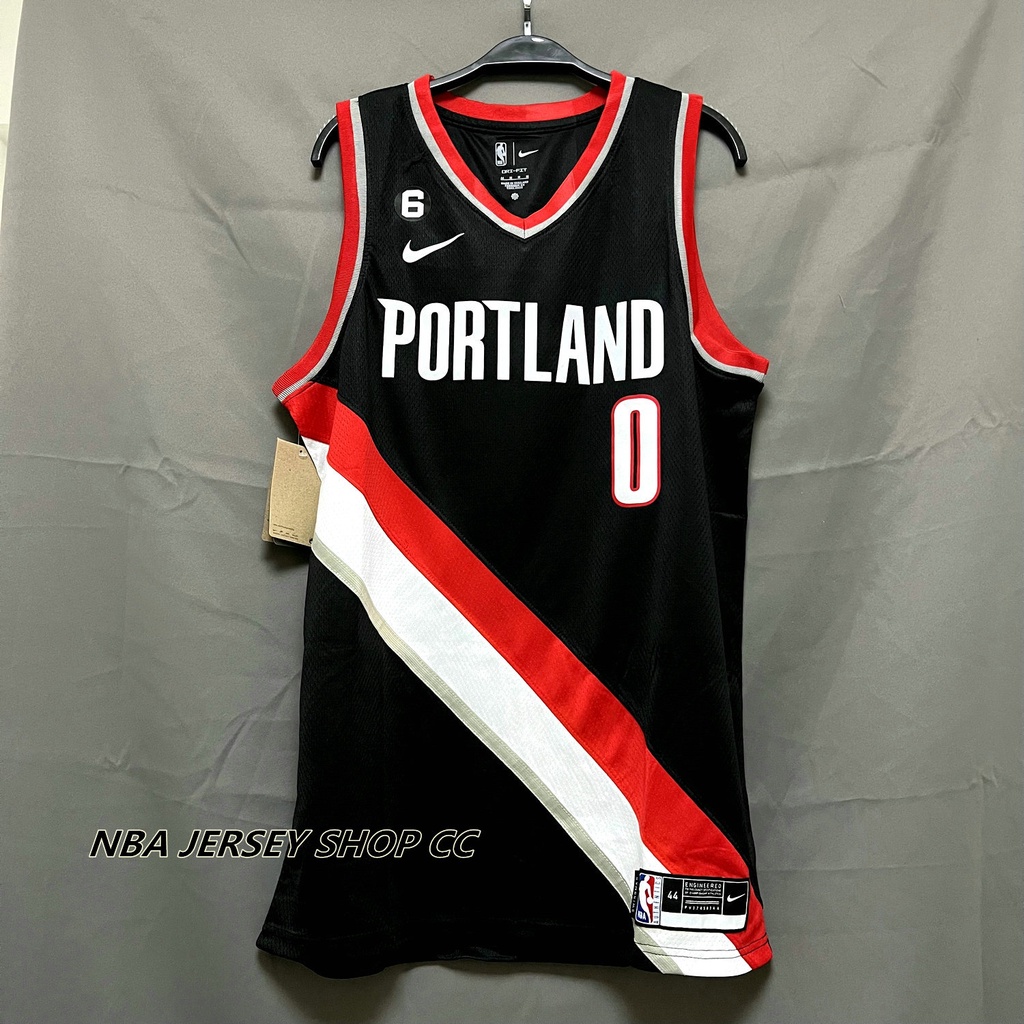 เสื้อกีฬาแขนสั้น ลายทีม NBA 2022-23 Portland Trail Blazers Icon Edition 0 สีดํา สําหรับผู้ชาย