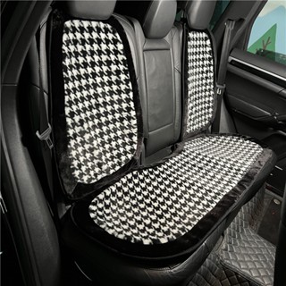 Fashion Car Cushion Warm and Comfortable Anti-Freezing Non-Slip Cute Plush Houndstooth Car Universal Car seat cushion car interior accessories