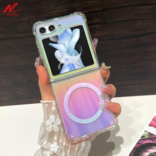 Luken เคสอะคริลิคใส ไล่โทนสี หรูหรา สําหรับ Samsung Galaxy Z Flip 5 4 3 5G Samsung Z Fold 5 4 3