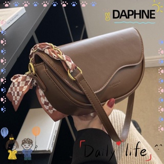 Daphne กระเป๋าสะพายไหล่ สะพายข้าง หนัง PU สีพื้น สไตล์วินเทจ คลาสสิก สําหรับผู้หญิง