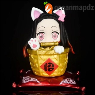 Oceanmapdz ฟิกเกอร์ PVC รูปแมวนําโชค Kamado Nezuko Kimetsu no Yaiba Demon Slayer น่ารัก ขนาด 10 ซม. สําหรับเก็บสะสม