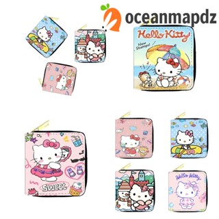 Oceanmapdz กระเป๋าสตางค์ หนัง PU ลายคิตตี้ แมว ตัวอักษร แฟชั่น สําหรับใส่บัตรเครดิต บัตรประชาชน ช้อปปิ้ง