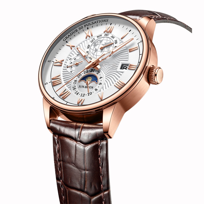 Patek eggplant 908 นาฬิกาข้อมือ เรืองแสง กันน้ํา สําหรับผู้ชาย