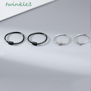 Twinkle1 ต่างหูห่วงวงกลม สีเงิน สไตล์เกาหลี สําหรับผู้ชาย