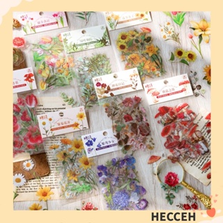 Hecceh สติกเกอร์ฉลาก PET ลายดอกไม้ สําหรับตกแต่งสมุดภาพ 40 ชิ้น