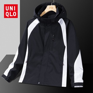 [M-5XL] Uni..Qlo เสื้อแจ็กเก็ตลําลอง มีฮู้ด ทรงหลวม กันน้ํา แฟชั่นฤดูใบไม้ร่วง สําหรับผู้ชาย 2023