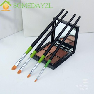 Somedayzl แปรงคอนซีลเลอร์ แบน ความงาม สีเขียว ผู้หญิง เครื่องมือแต่งหน้า ด้ามไม้ แปรงลิปกลอส แปรงรองพื้น แปรงอายไลเนอร์