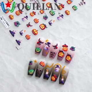 Quillan สติกเกอร์ตกแต่งเล็บ ลายฟักทองผี ฮาโลวีน หลากสี DIY