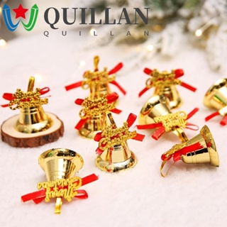 Quillan กระดิ่งพลาสติก สีทอง ขนาดเล็ก ของขวัญปีใหม่ สําหรับประดับตกแต่งต้นคริสต์มาส 9 ชิ้น ต่อแพ็ค