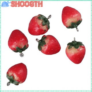 Shoogth จี้เรซิ่น รูปสตรอเบอร์รี่ ขนาด 18x27 มม. สีแดง ใบไม้สีเขียว สําหรับแขวนต่างหู 20 ชิ้น