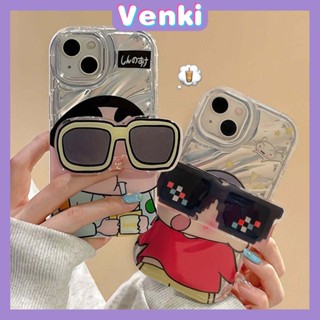 Venki - เข้ากันได้สำหรับ เคสไอโฟน เคสไอโฟน11 เคส iphone 11เคสโทรศัพท์เคสโทรศัพท์แบบนิ่มขายึดแว่นกันแดดกระดาษเลเซอร์แบบพับได้ที่วางโทรศัพท์กล้องป้องกันการ์ตูนเครื่องดื่มเด็กเข้ากันได้กับ iPhone 14 13 12 XR XS 7 8 Plus