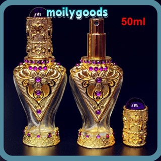 Moilyhd ขวดน้ําหอม ขนาด 50 มล. แบบพกพา สีทอง สไตล์เรโทร