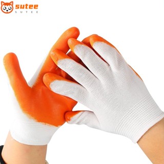 Sutee ถุงมือ PVC สีขาว ส้ม 1 2 3 4 5 คู่ สําหรับซ่อมแซมงาน