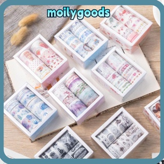 Moilyhd สติกเกอร์เทปวาชิ 5 แบบ สไตล์วินเทจ สําหรับตกแต่งสมุดภาพ DIY 10 ม้วน ต่อชุด