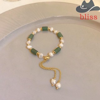 Bliss สร้อยข้อมือโซ่ ประดับมุก นําโชค หรูหรา สไตล์เกาหลี สําหรับผู้หญิง