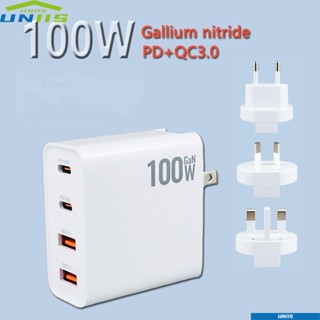 Uniis 100W GaN ที่ชาร์จแท็บเล็ต แบบพับได้ ปลั๊กแปลง PD ชาร์จเร็ว