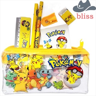 Bliss ชุดเครื่องเขียน ไม้บรรทัด ลายการ์ตูนอนิเมะ Hello KT Pikachu ขนาดเล็ก สําหรับโน๊ตบุ๊ค