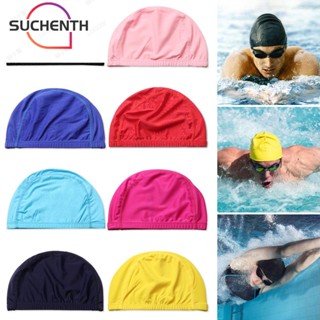 Suchenth หมวกว่ายน้ํา ผู้ชาย และผู้หญิง สีพื้น ฟรีไซซ์ อุปกรณ์กีฬา ผมยาว ป้องกัน ผ้าโพกหัว ไนลอน ยืดหยุ่น