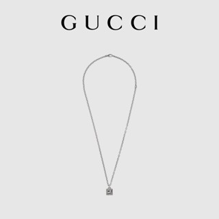 [พร้อมกล่องบรรจุภัณฑ์] พร้อมส่ง GUCCI GUCCI สร้อยคอเงิน ทรงสี่เหลี่ยม G