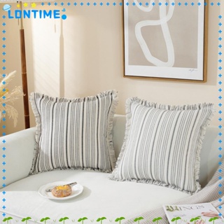 Lontime ปลอกหมอน ผ้าโพลีเอสเตอร์ แบบนิ่ม ลายทาง สีเทา ขนาด 18x18 นิ้ว สําหรับตกแต่งโซฟา 2 ชิ้น