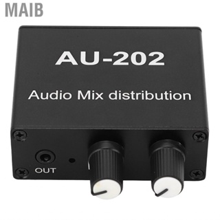 Maib Stereo Mixer Audio Distributor Aluminum Alloy Mixed 3.5mm Jack 2 Input Output for Speaker