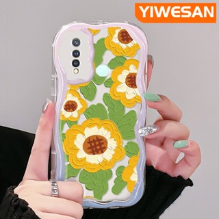 เคสโทรศัพท์ ซิลิโคนนิ่ม ใส กันกระแทก ลายภาพวาดสีน้ํามัน รูปดอกทานตะวัน สําหรับ VIVO Y19 Y5s