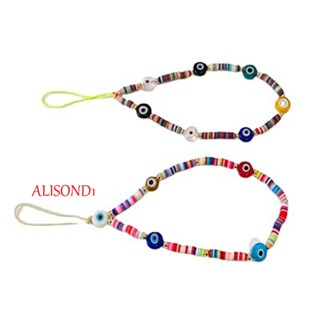 Alisond1 สายคล้องโทรศัพท์มือถือ ลูกปัดอะคริลิค ลายหน้ายิ้ม แฮนด์เมด เครื่องประดับ สําหรับห้อยโทรศัพท์มือถือ