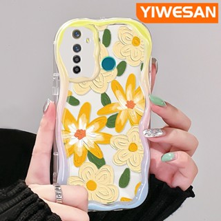 เคสโทรศัพท์มือถือ ซิลิโคนนุ่ม ใส กันกระแทก ลายการ์ตูนภาพวาดสีน้ํามัน รูปคลื่น ดอกไม้ สําหรับ Realme 5 5i 5s 5 Pro 6i Narzo 20A Q