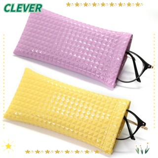 Clever กระเป๋าแว่นตากันแดด หนัง PU นิ่ม สีพื้น แฟชั่น