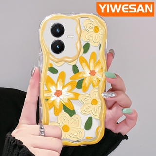 เคสโทรศัพท์มือถือ ซิลิโคนนิ่ม ใส กันกระแทก ลายการ์ตูนภาพวาดสีน้ํามัน รูปดอกไม้ สําหรับ VIVO Y22 Y22s