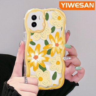 เคสโทรศัพท์ ซิลิโคนนิ่ม ใส กันกระแทก ลายการ์ตูนภาพวาดสีน้ํามัน รูปคลื่น ดอกไม้ สําหรับ VIVO Y15s Y15a Y01 Y02s