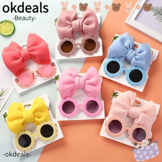 Okdeals แว่นตากันแดด ที่คาดศีรษะ โบว์ ดอกไม้ สําหรับเด็ก 2 ชิ้น / ชุด