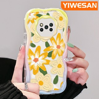 เคสโทรศัพท์มือถือ ซิลิโคนนิ่ม ใส กันกระแทก ลายการ์ตูนภาพวาดสีน้ํามัน รูปคลื่น ดอกไม้ สีครีม สําหรับ Xiaomi Poco X3 NFC Poco X3 Pro Poco X3 GT Poco X4 NFC X4 GT M3 F4